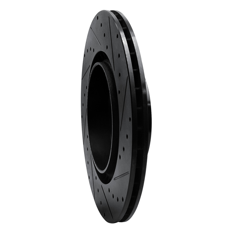 BMW 750LI Brake Rotor (1) - Rear Left - R1 Concepts - Drilled & Slotted - Black - `09-`19